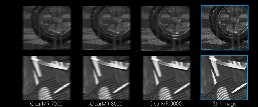 The same images at higher ClearMR performance levels, plus still versions.