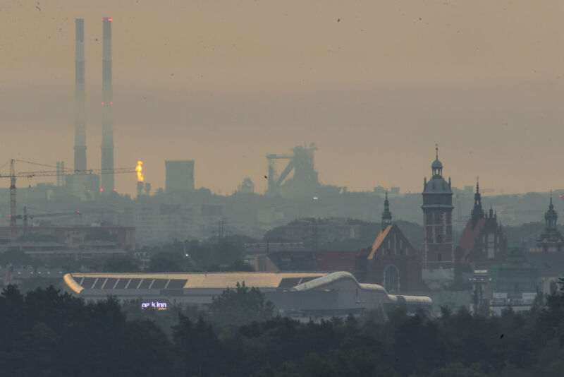 A smoggy sunrise in Krakow, Poland earlier this summer.