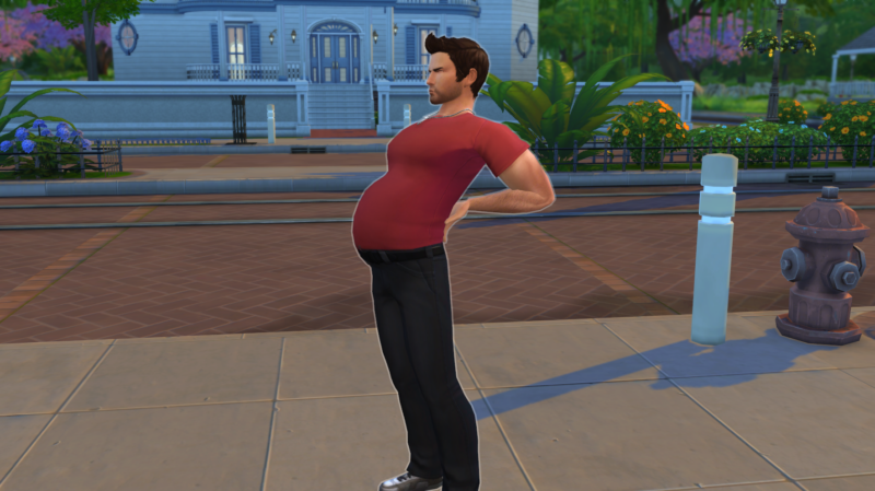 Look, we had to see this shot from a <em>Sims 4</em> "male pregnancy" mod while researching this story, so now you do, too!