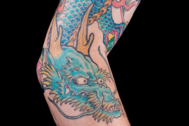 The European Union has cracked down recently on blue and green pigments used in tattoo inks.
