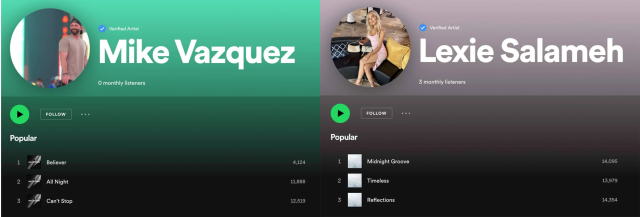 Verified Spotify profiles for MTV “Siesta Key” stars Mike Vazquez and Lexie Salameh were removed after ProPublica reached out.