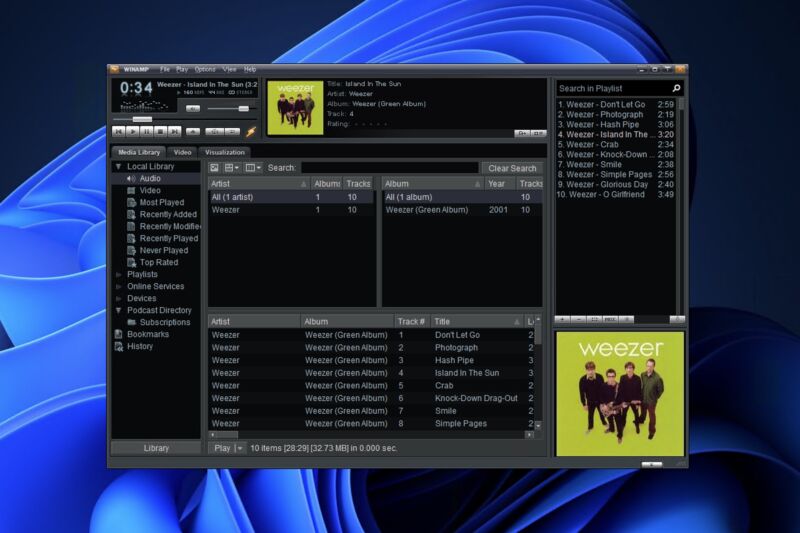 Winamp, el mejor reproductor de MP3 de la década de 1990, y una importante  actualización