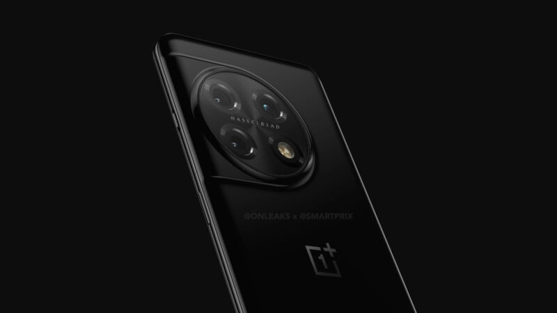 An unofficial render of the OnePlus 11 Pro. The camera is round now, and the alert slider returns.