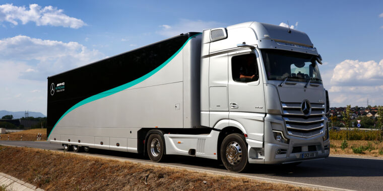 photo of Mercedes’ F1 team cut its freight emissions by 89% with biofuel switch image