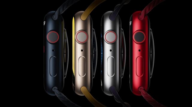 Some of Apple Watch Series 8's new color case options.