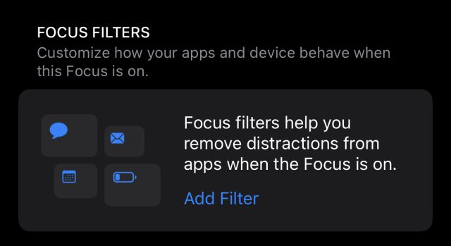 An option to "add filter" to a Focus