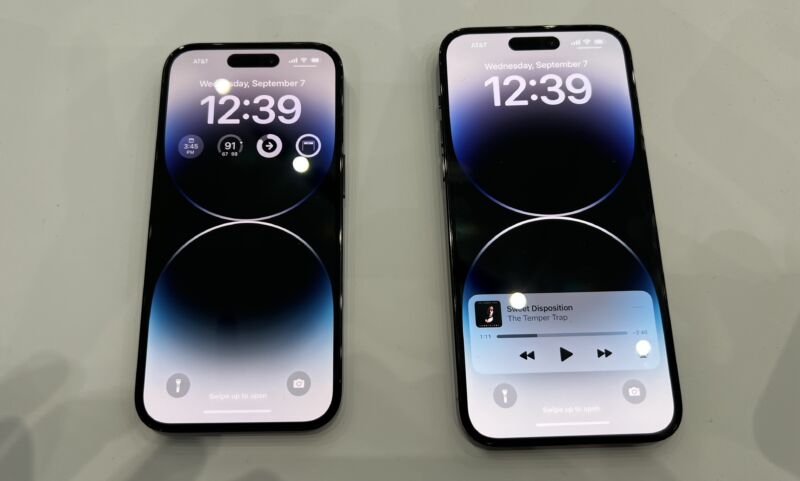 The iPhone 14 Pro and the iPhone 14 Pro Max.