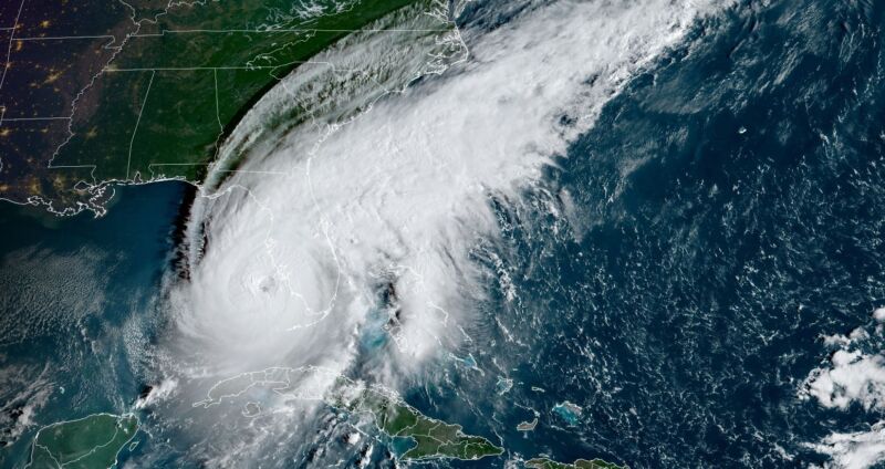 A satellite image of Hurricane Ian as of 7:50 am ET on Wednesday.