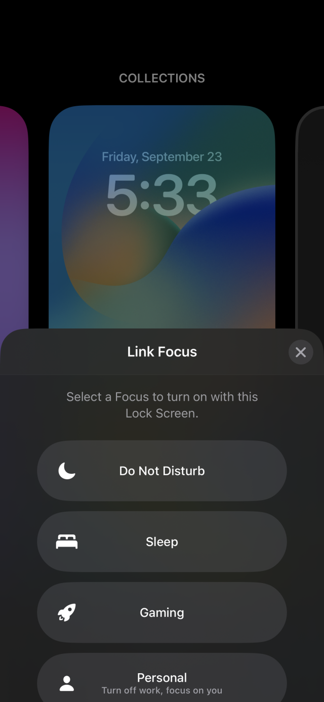 A list of Focus modes to apply to a lock screen