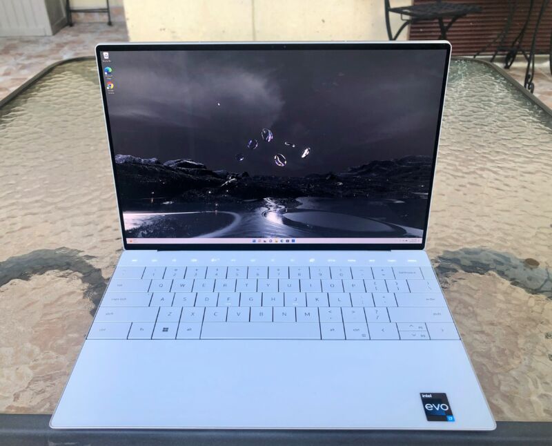Dell XPS 13 Plus open, front-facing