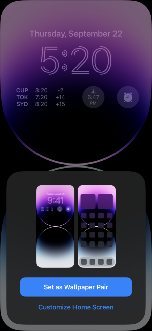 A dialogue asking the user whether they want to match their home screen