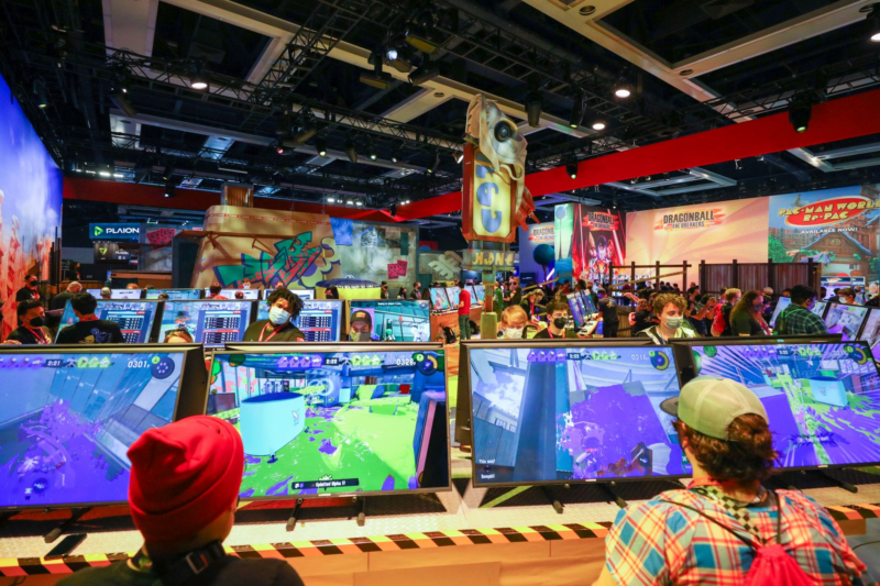 The Nintendo corner of PAX West 2022; it's hard to get a full shot of the entire exhibit hall, especially the one that includes the eight games featured in the article below.