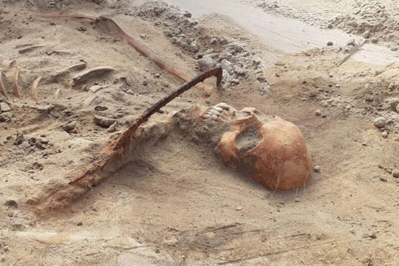 Archaeologists discovered what may be the skeleton of a 17th-century female "vampire" near Bydgoszcz, Poland.
