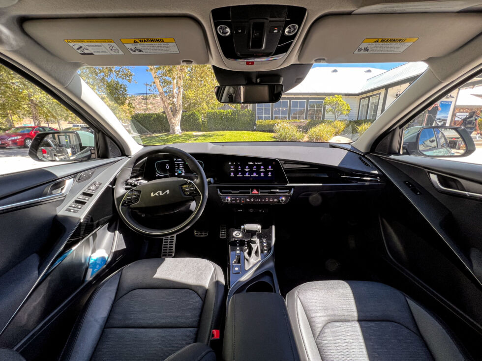 The Niro hybrid interior is solid and uncomplicated, but outfitted in piano black.