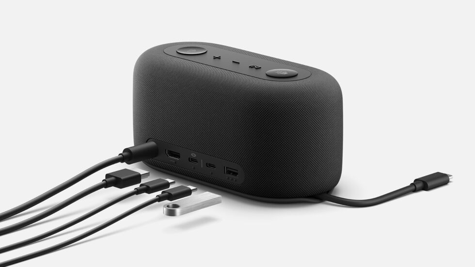 The Audio Dock is 6.6×3.16×3.19 inches and weighs 1.43 lbs.