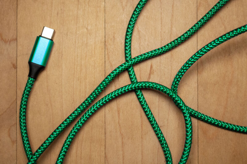 Green USB-C cable