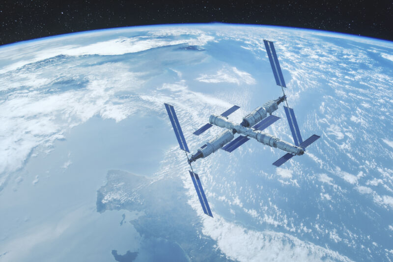 Rendering of the Chinese Tianhe core module of the Tiangong space station.