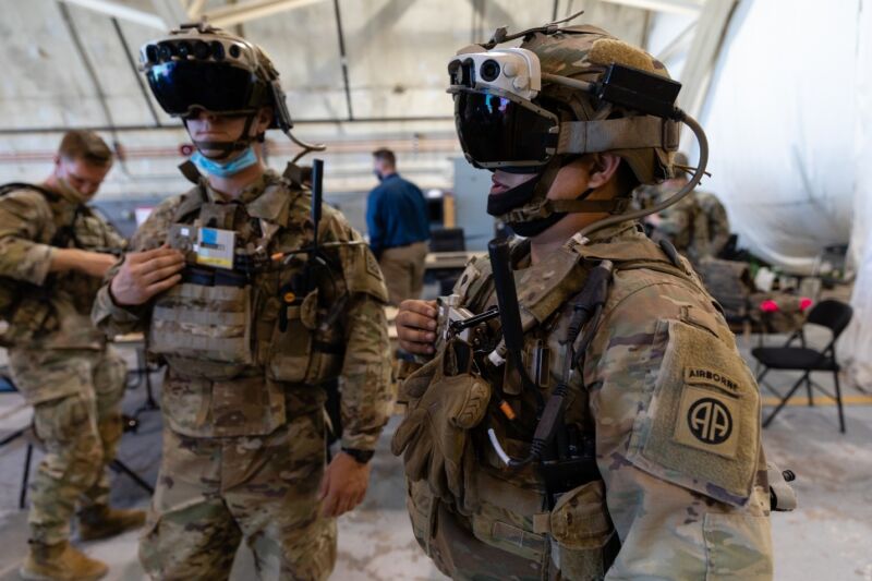 Microsoft HoloLens-based headset on two US Army soldiers