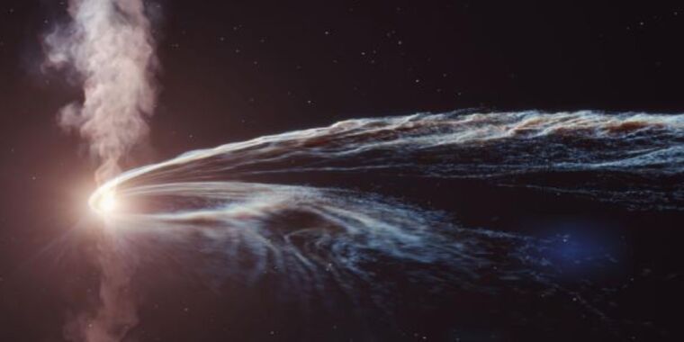 Un buco nero “rutta” alla metà della velocità della luce, anni dopo aver divorato una stella
