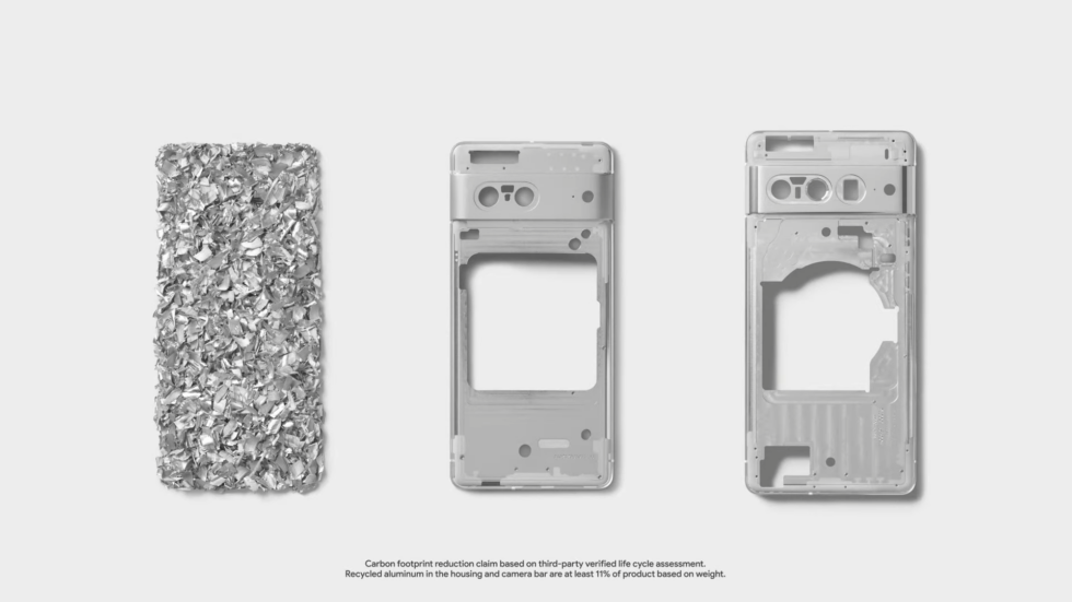 Google has also shared this picture of the aluminum body of the Pixel 7.
