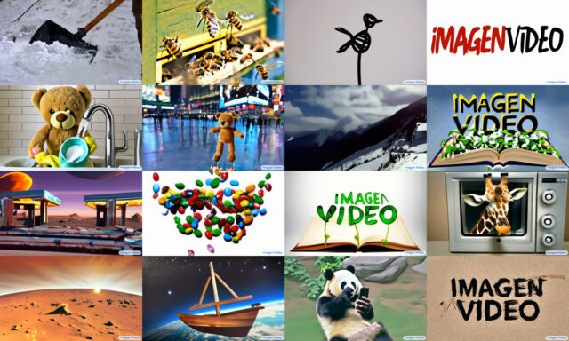 Still examples of Google Imagen Video creations, provided by Google.