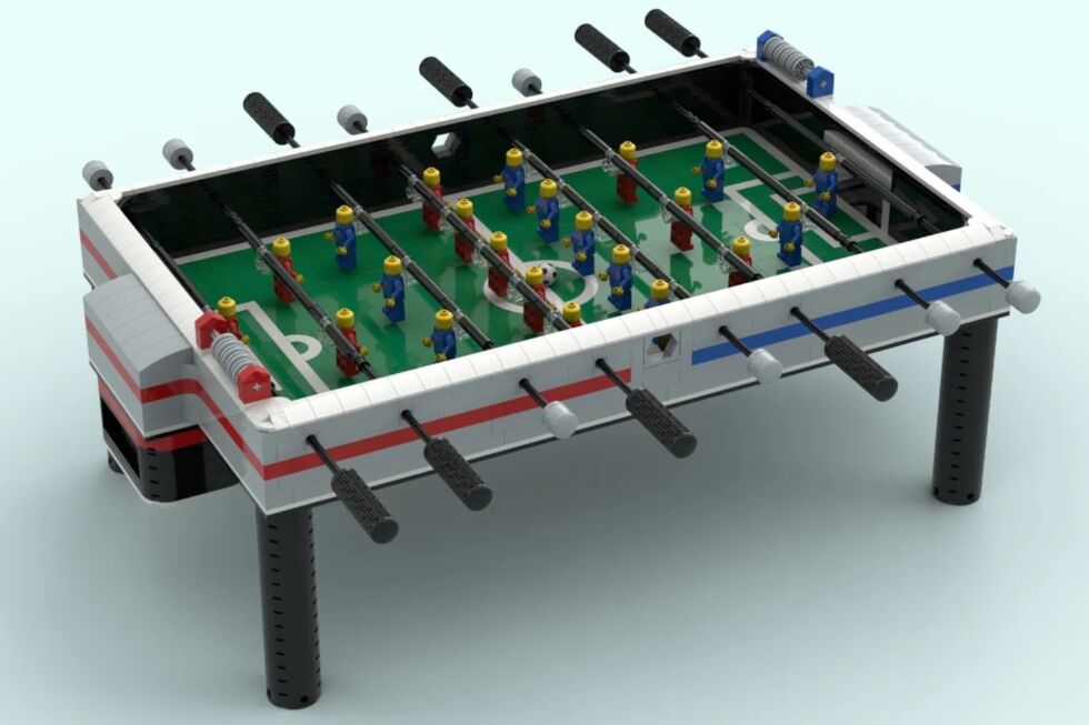 The original inspiration for the Table Football set was large enough to accommodate a full team of players, though the one being released today is a lot smaller in scale.
