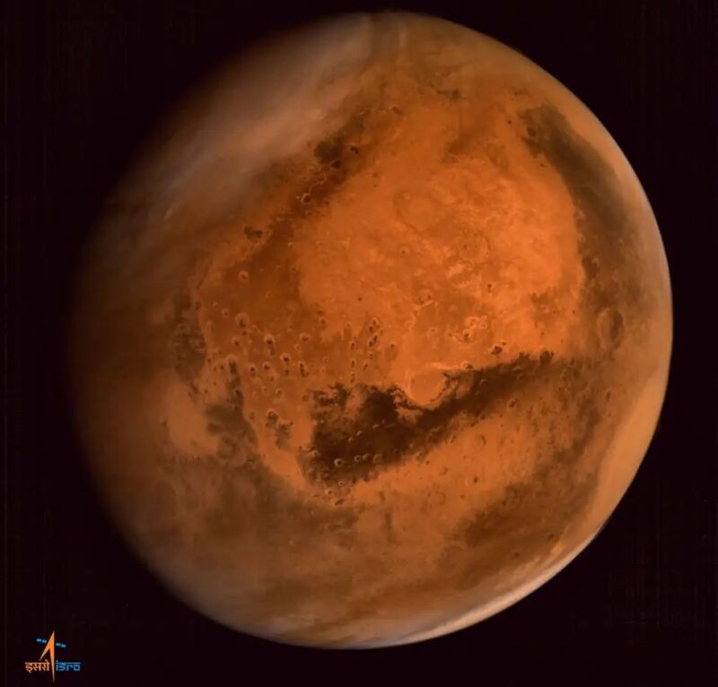 Full disk image of Mars taken by the Mars Orbiter Mission.