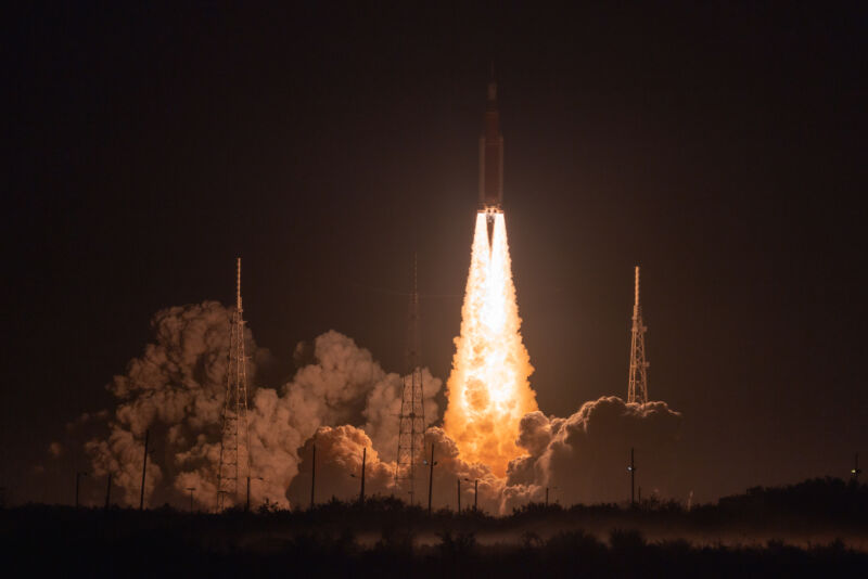 NASA's Space Launch System rocket lifts off on Wednesday morning from Kennedy Space Center.