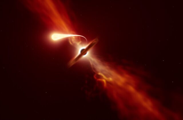 Astronomers capture black hole gobbling up a star in a “hyper-feeding frenzy”