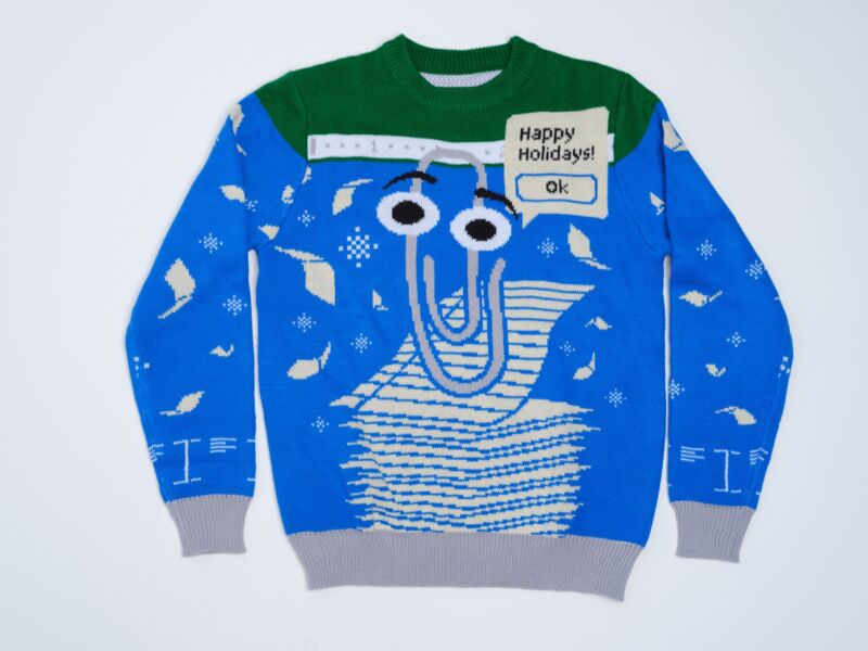 Microsoft's newest ugly sweater is Clippy- and Office-themed.