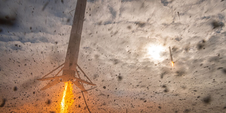 The close-up view of two Falcon rockets landing is as majestic as you think