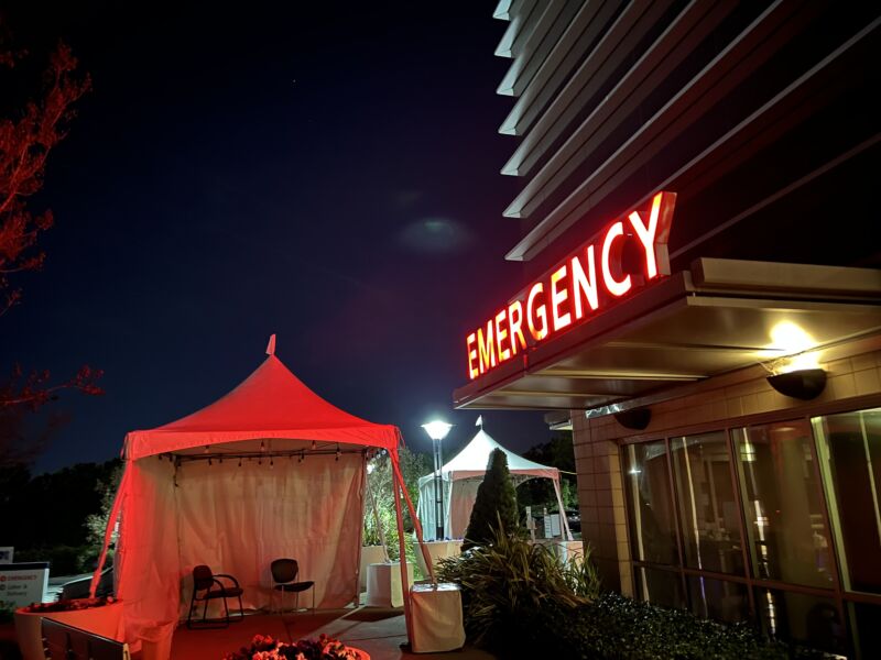 An isolation tent for an emergency department in Walnut Creek, California, in March 2022.