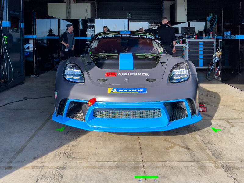 The exterior clues that this is a Porsche 718 GT4 ePerformance and not a 718 GT4 Clubsport are subtle; it's 140 mm (5.5 inches) wider, and the headlight projectors look more like a Taycan's than a Cayman's. But it's an all-electric car with more than 1,000 horsepower on tap.