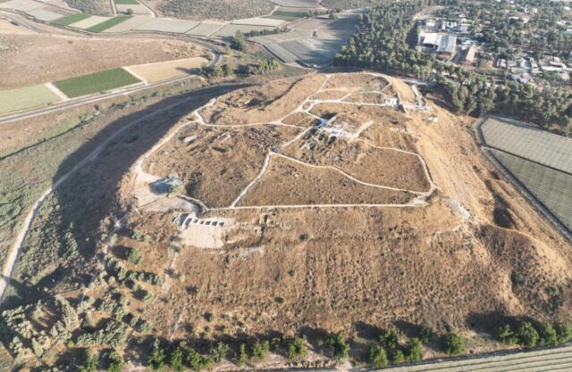 Aerial view of Tel Lachish, the archaeological site where the ivory comb was found