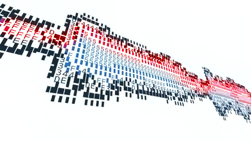 An illustrated depiction of data in an audio wave.