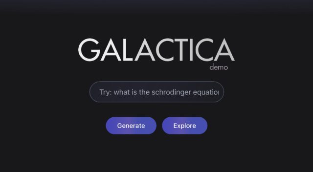 Скриншот веб-сайта Galactica Meta AI до окончания демонстрации.