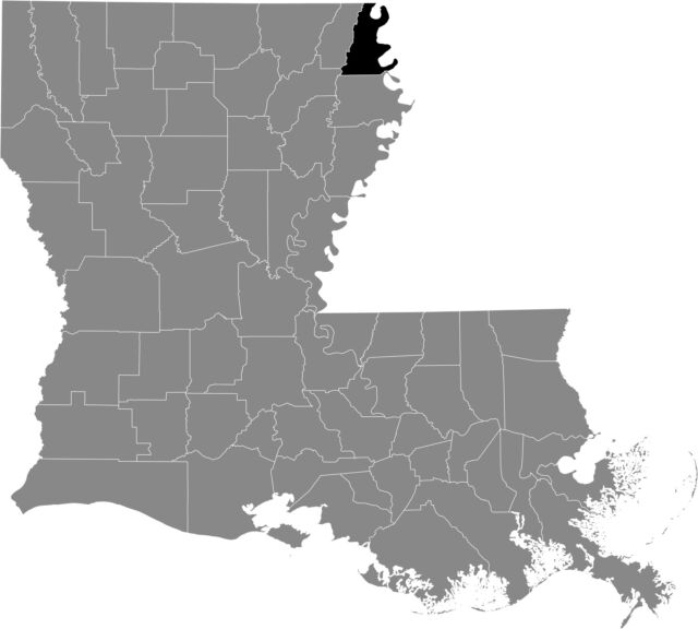 East Carroll Parish highlighted on a map of Louisiana.