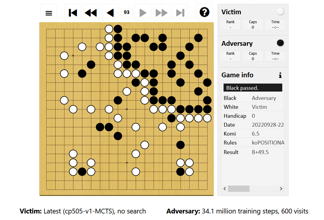 New Goplaying trick defeats worldclass Go AI—but loses to human