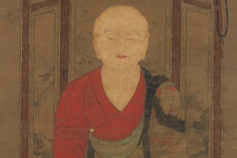 Priest in Meditation, 15th century. Possibly the blind Chinese priest Jianzhen (Ganjin in Japanese; 688-763).