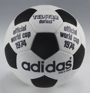 The Adidas Telstar, featured in the 1970 and 1974 World Cups, is what many people imagine when they think of a soccer ball.