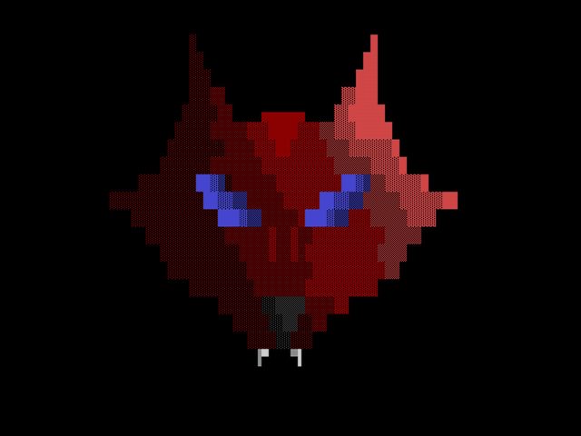 An ANSI portrait of the author, Red Wolf, created by Nukemaster in 1993.