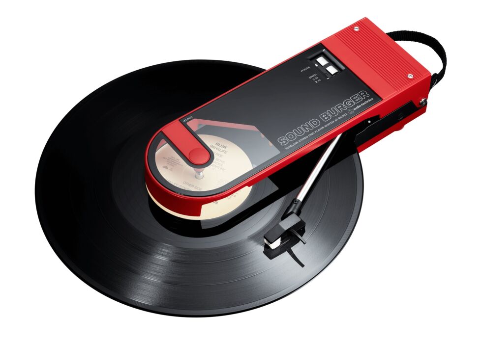 The record player weighs 2 lbs and measures 11×3.9×2.8 inches.