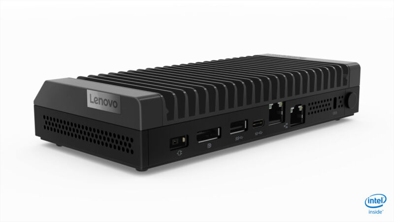 This <a href="https://arstechnica.com/gadgets/2019/05/lenovo-bumps-x1-extreme-to-i9-gtx-1650-introduces-new-mainstream-thinkbooks/">ThinkCentre M90n-1 Nano from 2019</a>, passively cooled with a big heatsink, was $145 when the author last looked on eBay. It’s not a Raspberry Pi, and it looks like Batman’s reception desk system, but it can do the work.”><figcaption class=