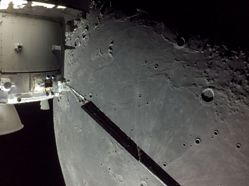 Orion flew past the moon on Monday as it prepared to return to Earth.
