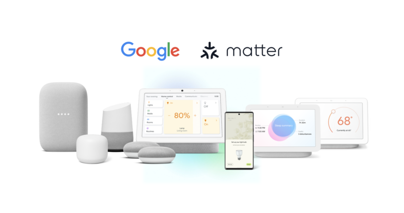 Los dispositivos de Google se muestran con el logotipo de Matter