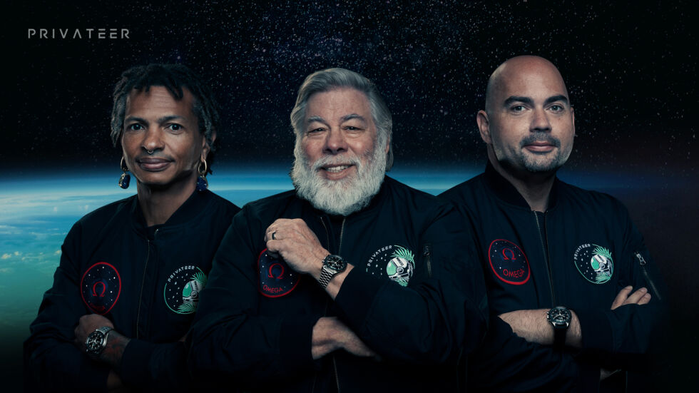 The founders of Privateer Space, from left: Moriba Jah, Steve Wozniak, and Alex Fielding.