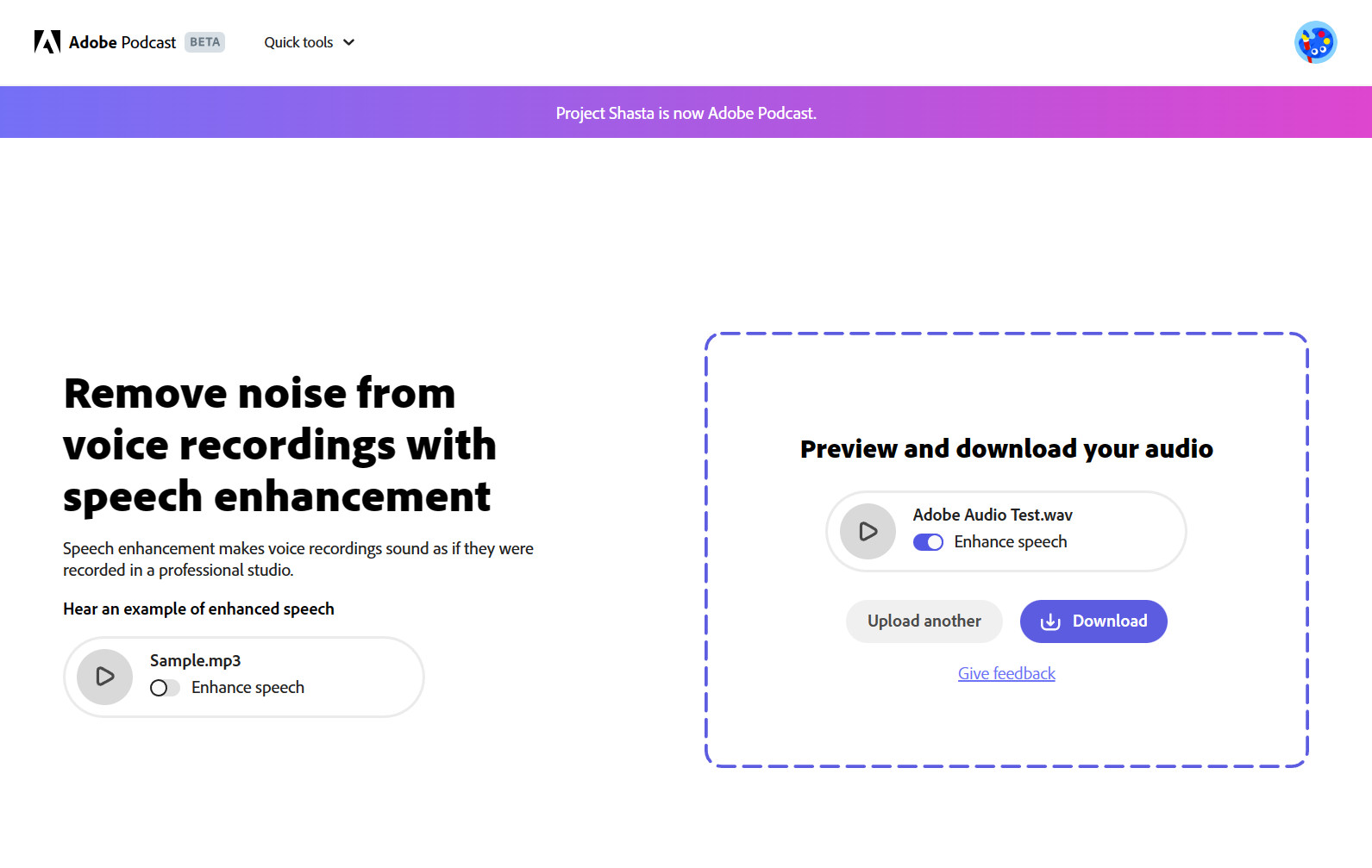 Make your noisy recording sound like pro audio with Adobe