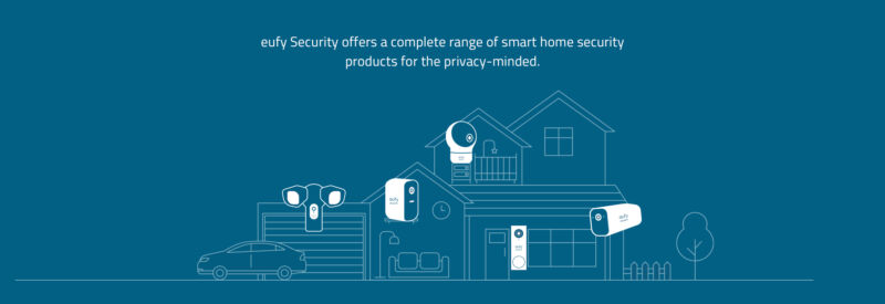 Graphic showing home with multiple Eufy proucts, reading: