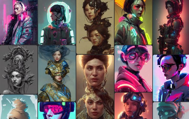 A collection of AI-generated artworks that use the "trending on ArtStation" prompt, as found on the Lexica prompt search website.